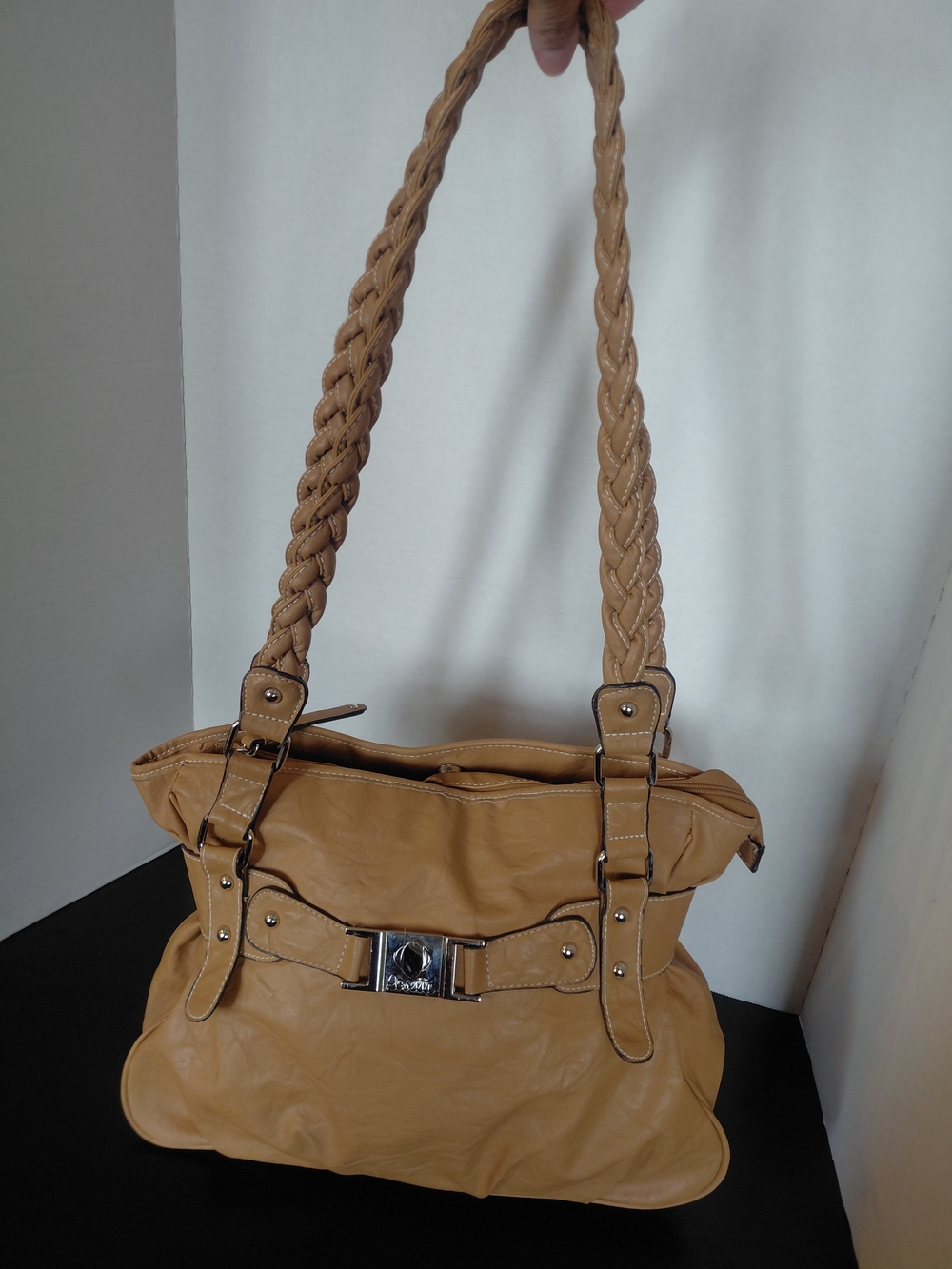 Rosetti Braided-Handle Tan Shoulder Bag